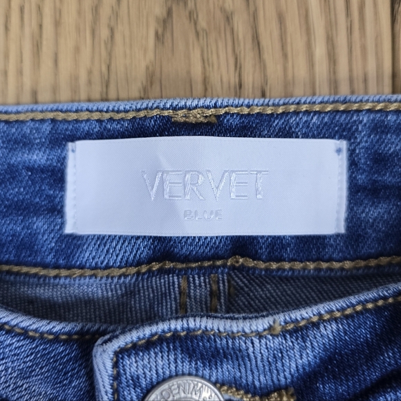 Vervet High Rise Bell Bottom Patchwork Blue Denim Jeans 28 - Picture 3 of 13